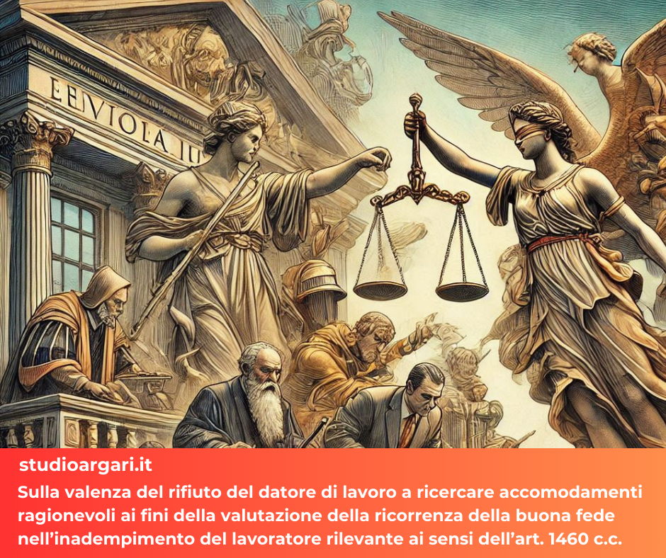 Sulla valenza del rifiuto del datore di lavoro a ricercare accomodamenti ragionevoli ai fini della valutazione della ricorrenza della buona fede nell’inadempimento del lavoratore rilevante ai sensi dell’art. 1460 c.c.