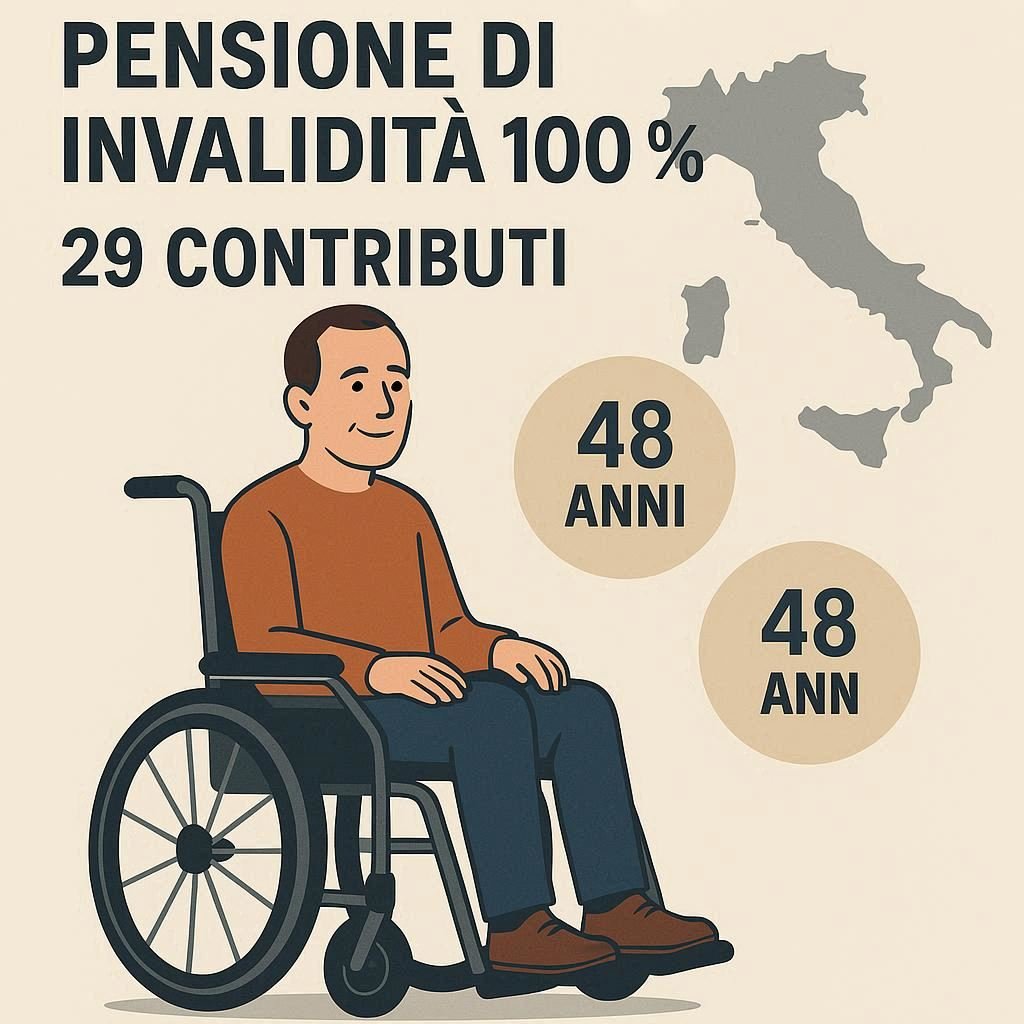 Posso andare in pensione con invalidità al 100%, 29 anni di contributi e 48 anni?