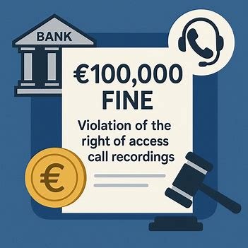 Una multa di 100.000 euro è stata inflitta alla banca che ha violato il diritto dell’interessato di accedere alle registrazioni delle telefonate effettuate con il servizio clienti.